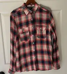 Super Cute Relaxed Fit Plaid Button Down Shirt Long or Qtr. Sleeves