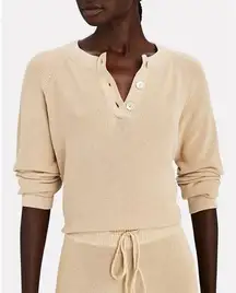 Rails Piper Tan Long Sleeve Cashmere Blend Henley Sweater Size Large