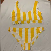 H&M Bikini Set Yellow White Striped M/L