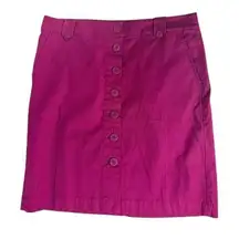 Talbots Cotton Skirt Fuchsia Pink mock button down Sz 12