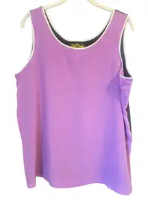 Vintage 80's Bob Mackie Wearable Art Tank 100% Silk Womens L Pink and Black