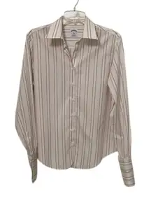 Brooks Brothers Semi-Fitted French Cuff Button Up Striped Shirt Top Womens 12