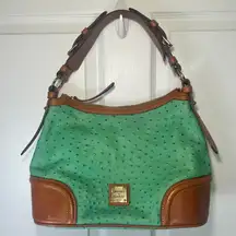 Dooney and Bourke Ostrich Embossed Leather Hobo Handbag in Spearmint Vintage