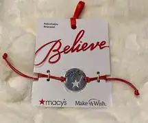 NEW Macy's "BELIEVE" Make-A-Wish Red & Silver Unisex Bracelet LOT of 4.