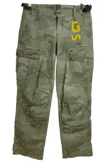 G Star Raw Danbury Field Cargo Pants Womens 26 Green Camo Utility Embroider Army