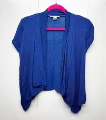 Kenneth Cole Linen Blend Short Sleeve Royal Blue Open Front Cardigan Size Medium