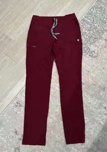 Figs Women's Yola Skinny Scrub Pants Burgundy Red Sz S