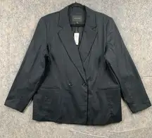 Banana Republic  Womens Size 18 Business Casual Linen Blend Blazer Black NWT