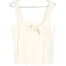 Madewell Tie-Front Tank Top Terrycloth Stretchy Strap Cropped Bright Ivory XS