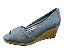 Sonoma NEW Women's  Life Style Open Toe Wedged Shoes Blue 7.5