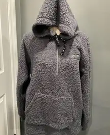 PINK BY VS GREY SHERPA PULL OVER HOODIE