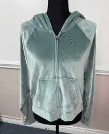 Victoria’s Secret Velour Full Zip Jacket with Hood Size Large