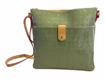 Stylish Arcadia Sage Green Patent Leather Crossbody Bag Adjustable Strap