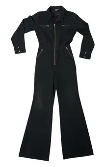 Vintage 70’s Women’s Male Brand Flared Zip up Jumpsuit Black Size 7/8