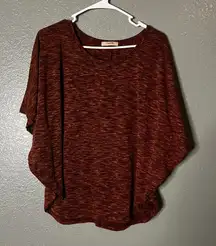 Timeson Women’s Batwing Dolman Sleeve Tunic Top Small Brown Marled Knit