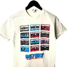 95.7 BIG Milwaukee's Greatest Hits T Shirt Cassette Tapes Music Graphic Tee