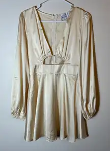 Hello Molly Mini Dress Cream Cutout Long‎ Sleeve Party Cocktail Size Small