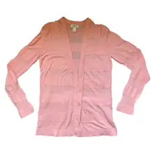 LOFT Women's Light Pink Peachy Button-Up Cardigan