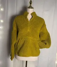 JoyLab Green Teddy Jacket with Relaxed Fit and Half-Zip