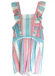 Entro Cotton Candy Blue Pink White Sleeveless Striped Romper Playsuit Size Large