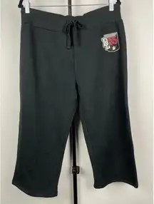 Disney Parks Disneyland 55‎ Mickey Black Crop Embroidered Back Sweatpants Sz L