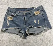 Rag & Bone Jean Shorts‎ Womens 27 Blue Distressed Winnie High Rise Cutoff Denim