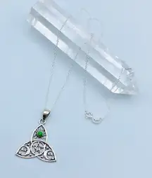 Green Mohave Turquoise Celtic  Sun Moon & Star Sterling Silver Necklace