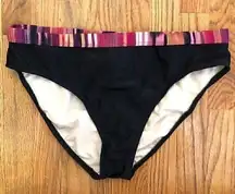 NEW NWOT 24TH OCEAN Black Pink Cream Multi Stripe Bikini Swimsuit Bottom XL