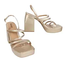 Abound  Gold Nester Platform Sandal Chunky Ankle Strap Square Toe Women's 11