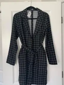 New Women’s Plaid Blazer Cardigan Jacket MSRP $39