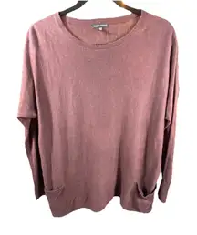 Eileen‎ Fisher Sweater Small Linen Blend Knit Patch Pockets Lightweight Neutral