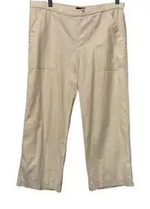 J. Crew Women's‎ Linen Cotton Ankle Pants Size XS Beige Pull On Wide Leg