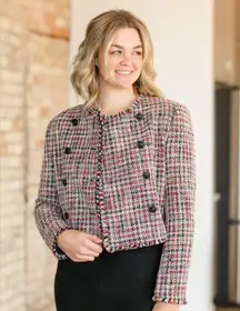 Steve Madden ANTOINETTE Tweed button Jacket Size Small NEW With tags