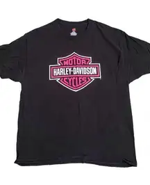 Harley Davidson Black Pink Logo Short Sleeve Shirt Size XL