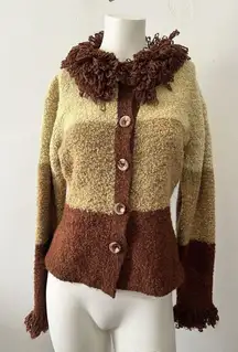 70s Rustic Colorblock Boucle Shacket S Earthy Bohmeian Rustic Western Farm Chic