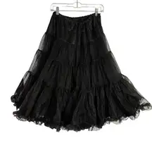 Hell Bunny Polly Petticoat Tulle Skirt Women L-XXL Black Sheer Tiered Rockabilly