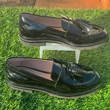 Stuart Weitzman ADRINA Black Patent Leather Loafers Size 8.5 (39)