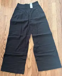 Abercrombie & Fitch Linen Blend Ultra Wide Leg Pant Black XS Short