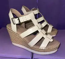 Charles by Charles David White Excess Croc Embossed Platform Wedges Heels 8.5M