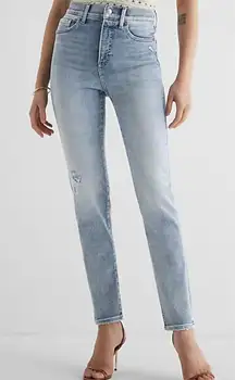 Express 90’s slim super high rise light wash jeans size 14
