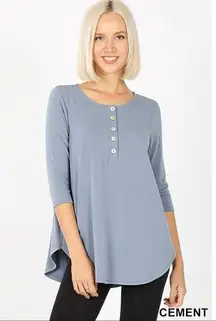 CLAIR SHELL BUTTON TOP - CEMENT