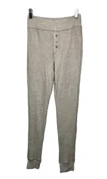 Aerie Pajama Pants Women Small Beige Waffle Knit Jogger Long Johns Casual Lounge