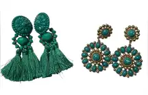 H&M Teal/Gold tone Earrings.New Without Tag