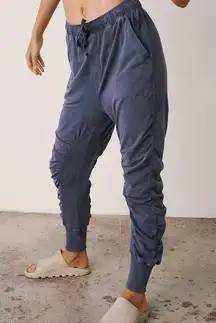 Free People Hot Shot Shirred Pants Womens Ruched Jogger Pants Cotton Blend Sz M