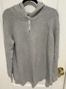Loft Women's Hooded Pullover Sweater Knit Gray Wool Blend Medium NWT