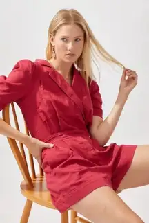 Day + Moon red denim mechanic M boutique romper