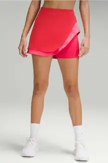Lululemon Asymmetrical Layered High-Rise Tennis Skirt Red Pink Size 14 Golf Pickleball