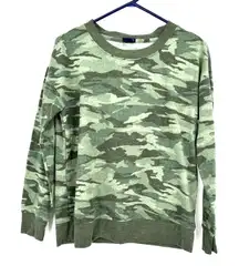 Splendid size small green‎ camo camouflage print pullover crew neck sweatshirt