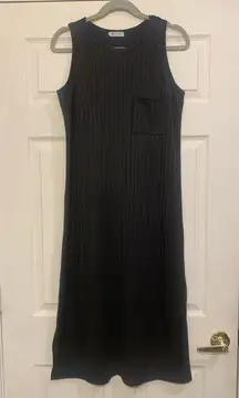 BomBom Black Tank Top Ribbed Slim Large Casual Dress.        1983