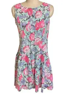 Laura Ashley Vintage 80s  Pomegranate & Blueberry Print Sundress - Size 8/ UK 10